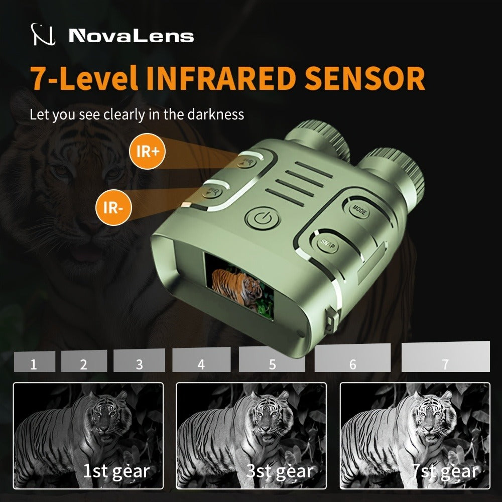Infrared Night Vision Goggles HD 2.5K with 10X Zoom & CMOS Sensor – Full-Dark Visibility Binocular Scope for Hunting, Boating & Outdoor Adventures, Photo & Video Capture, Battery Powered