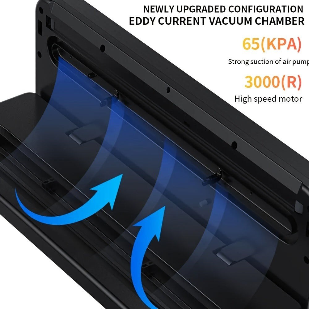 65KPa Countertop Vacuum Sealer with Dry and Moist Modes, External Hose, 50 Bags and 30cm Sealing Width