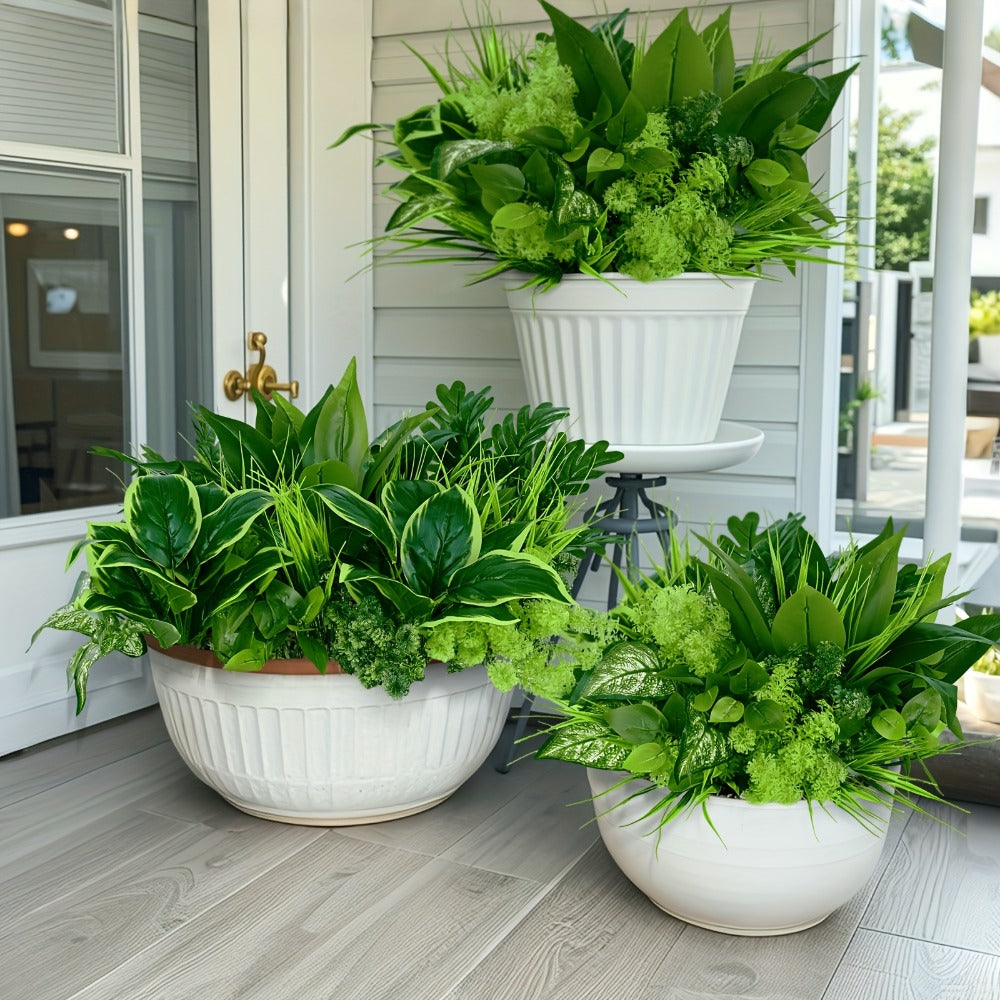 Artificial Boxwood Stems 9-Pack UV Protected – Faux Plastic Greenery for Indoor Outdoor Decor, Hanging Garden, Porch, Window Box, Wedding & Farmhouse Home Decoration, Realistic Fake Plants