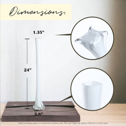 Eiffel Tower Vase Pack of 12 – Tall Glass Flower Vases for Wedding Centerpiece, Event Table Decor, Floral Arrangements & Party Decoration, Clear Black White, 12" 16" 20" 24" Sizes