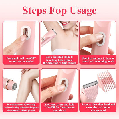 Slim Two-Ended Electric Body Trimmer with Comb Attachments in Blue, Pink or Purple Options