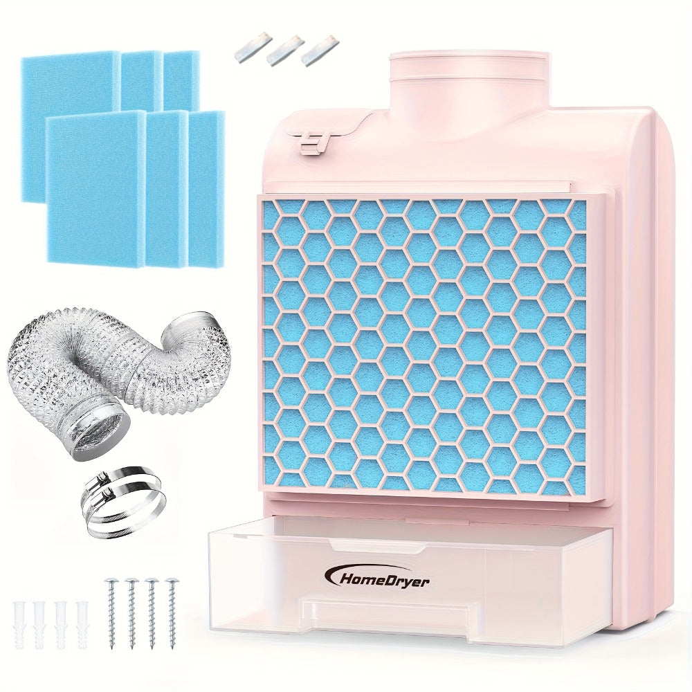 Indoor Electric Dryer Vent Kit with Lint Trap Box, Stainless Steel Screen, Six Filters and Vent Hose