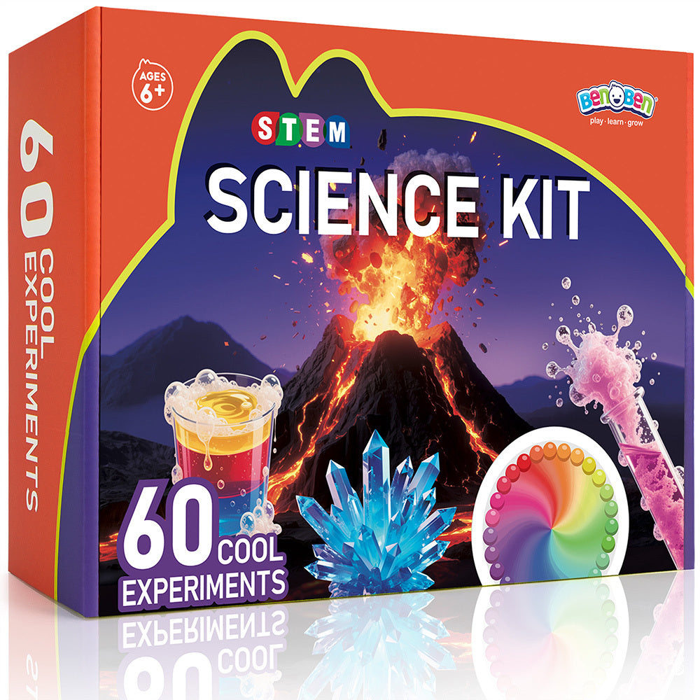 Kids Science Kit 60 Experiments STEM Educational Toy Set with Real Lab Tools for Boys & Girls Ages 6 7 8 9 10 11 12 | Chemistry Biology Physics Earth Science | Best Birthday Christmas Gift