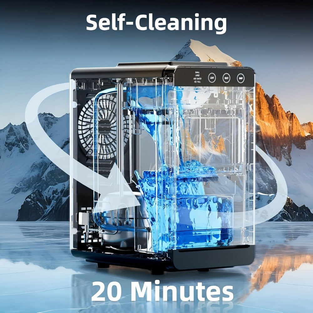 Black Countertop Ice Maker with 28 lb Daily Label, 8 Cubes per 6 Minutes, 27 oz Tank and Scoop