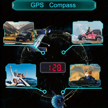 GPS HUD Speedometer Head Up Display - Digital Car Speed Meter Plug & Play, KMH MPH Switch, Multi-Color Display for All Vehicles, No Battery Needed