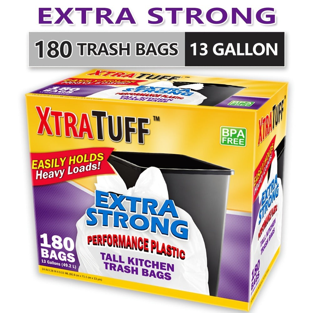 13-Gallon Black or Clear Trash Bags with Standard or Drawstring Styles in 44 to 360-Count Packs