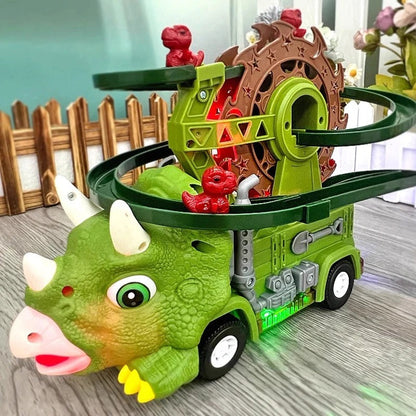 Toddler Dinosaur Track Set Orbital Triceratops Electric Stair Slide Roller Coaster Toy with Lights & Music | Sensory Learning Toy for Boys Ages 1 2 3 | Best Toddler Birthday Christmas Gift