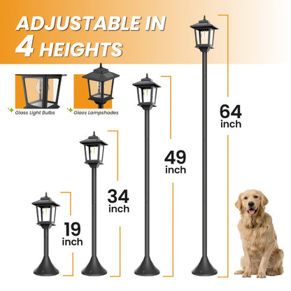 Solar Outdoor Lamp Post Pole Lights 2-Pack Built-in Lithium Battery Auto On Off Waterproof Garden Pathway Yard Porch Driveway Landscape Lighting