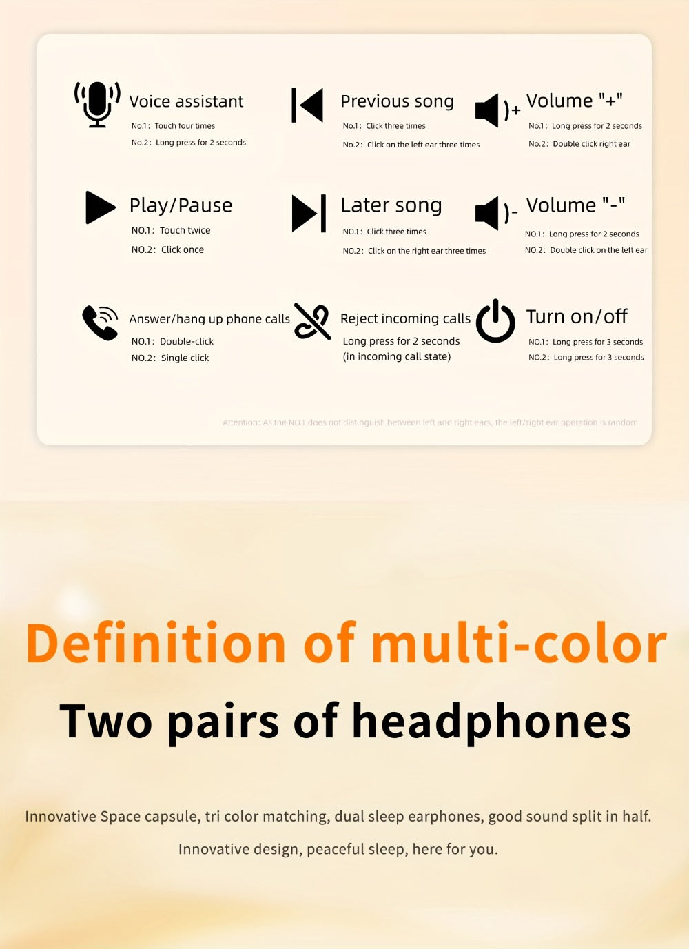 2-in-1 Wireless Earphones Couples Shared Audio Long Battery Life Clear Sound TV Movies Music Running Type-C Charging Condenser Mic Semi-Open iOS Android