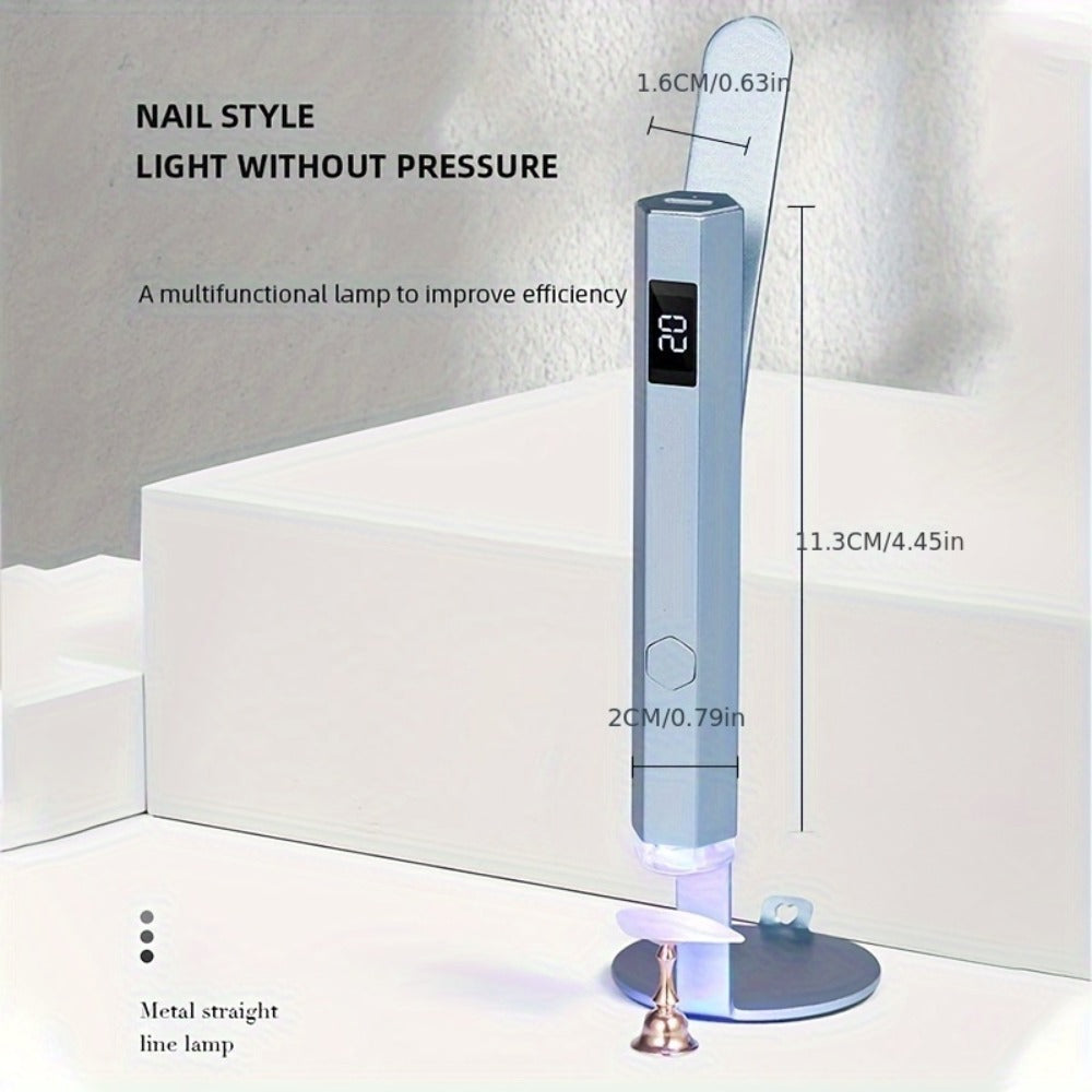 Handheld UV LED Nail Lamp with Magnetic Stand, 20/60s Timer Display, Type-C Port and Five Colors