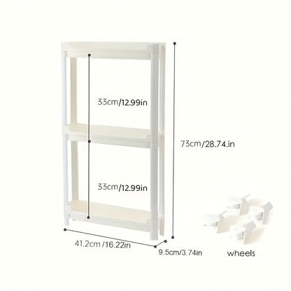 Behind Door Storage Rack, Multi-Layer Slim Organizer for Bathroom & Kitchen, Space Saving Over Door Shelf, Narrow Cabinet Rack with Fixed Hook, Plastic Stackable Storage