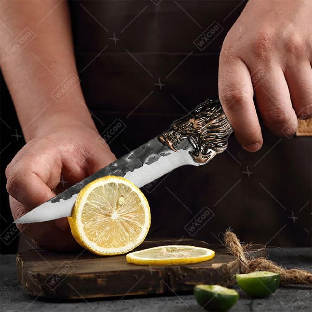 Chef Knife Set 8 PCS Professional Kitchen Knives - Stainless Steel Forged Blade, Boning Knife, Butcher Knife & Kitchen Scissors, Ultra-Sharp Full Tang Design