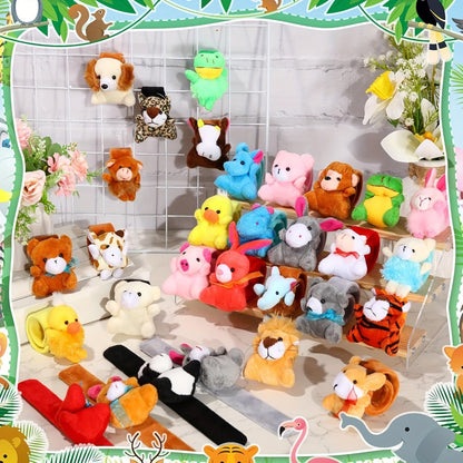 Plush Animal Slap Bracelet Assortments in 6-, 10-, 15- or 30-Piece Checkout Packs for Party Favors