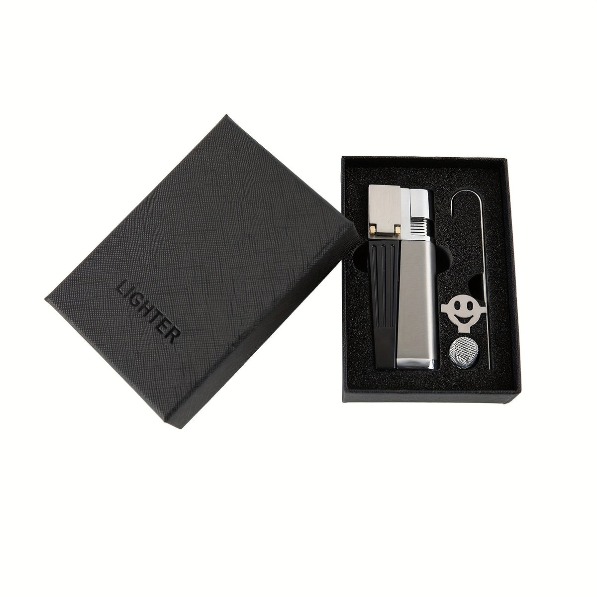 Folding Pipe Lighter Refillable 2-in-1 with Adjustable Flame, Metal-Crafted Durable Design, Gift Box Included