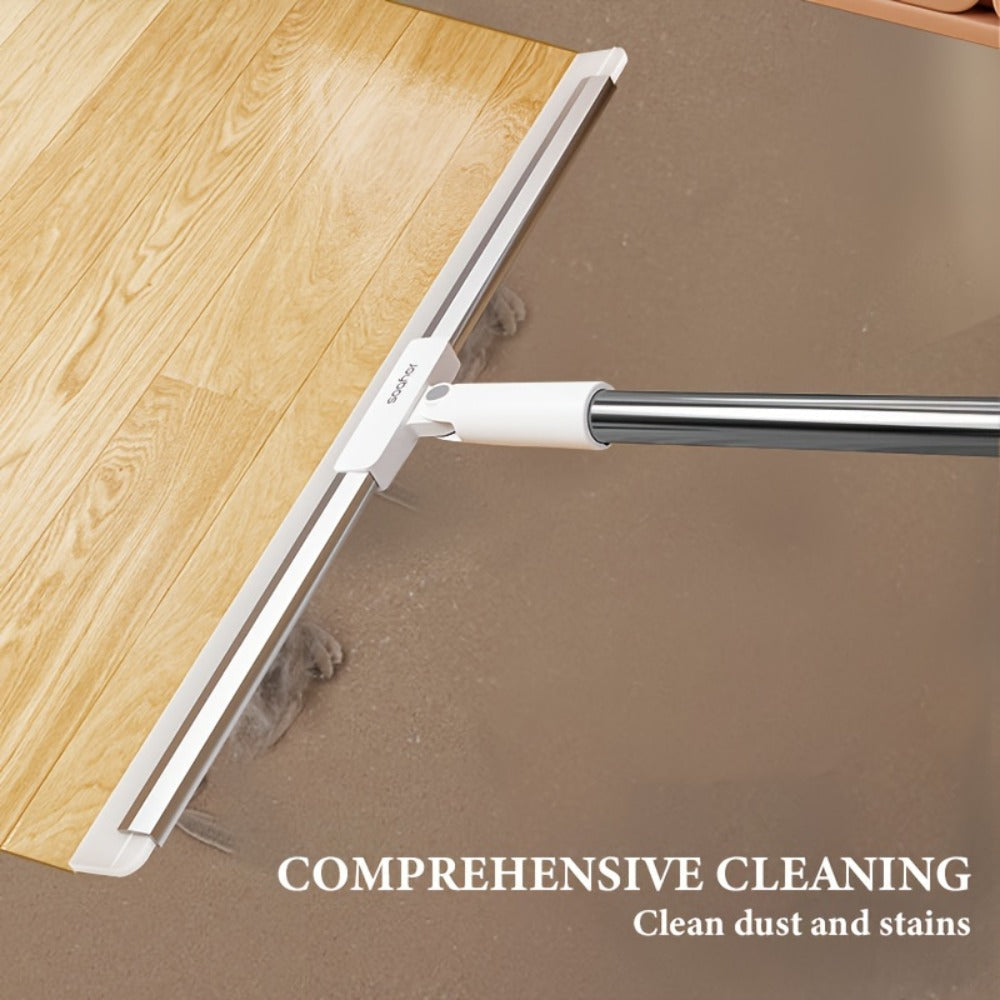 Silicone Squeegee Broom with Detachable Rotatable Head Long Stainless Steel Handle Floor to Ceiling Cleaning for Glass Tile Hardwood Carpet Shower Window