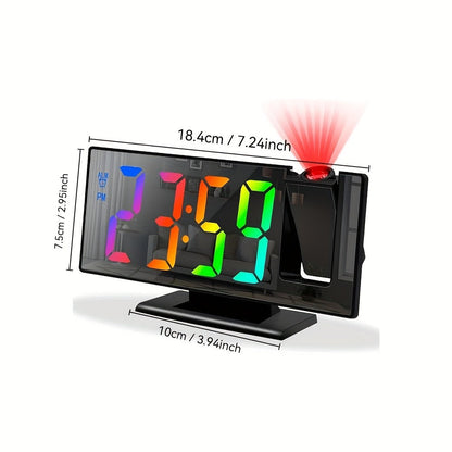 Digital Alarm Clock with LED Mirror Screen Projection Clock for Ceiling Wall Temperature Date Display Bedroom Desk Clock Large Display Home Office Bedside Clock Black