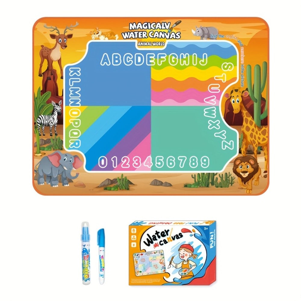 Water Canvas Drawing Mat for Kids Reusable Mess-Free – Magical Paint with Water Art Toy 80x60cm Ocean Animal Designs Screen-Free Creative Gift for Boys Girls Toddlers Ages 3+ Gift Box Option