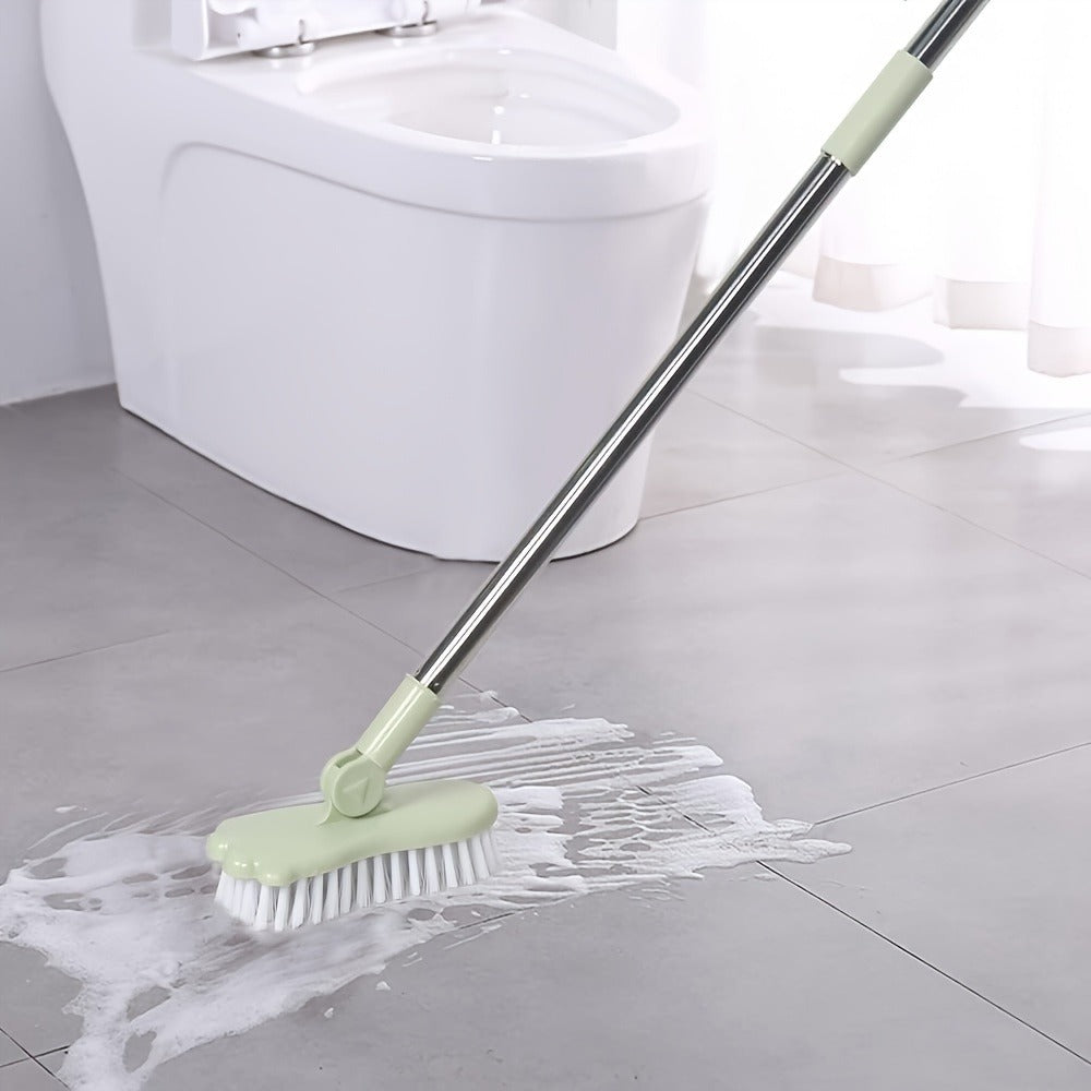 Green Floor Scrub Brush with 34- to 47.2-Inch Adjustable Handle, 180-Degree Pivoting Head and 6-Inch Bristle Base