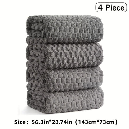 Towel Set 4 or 8 Piece Microfiber Collection with Hair-Drying Cap Options in Four Colors for Home and Guest Use