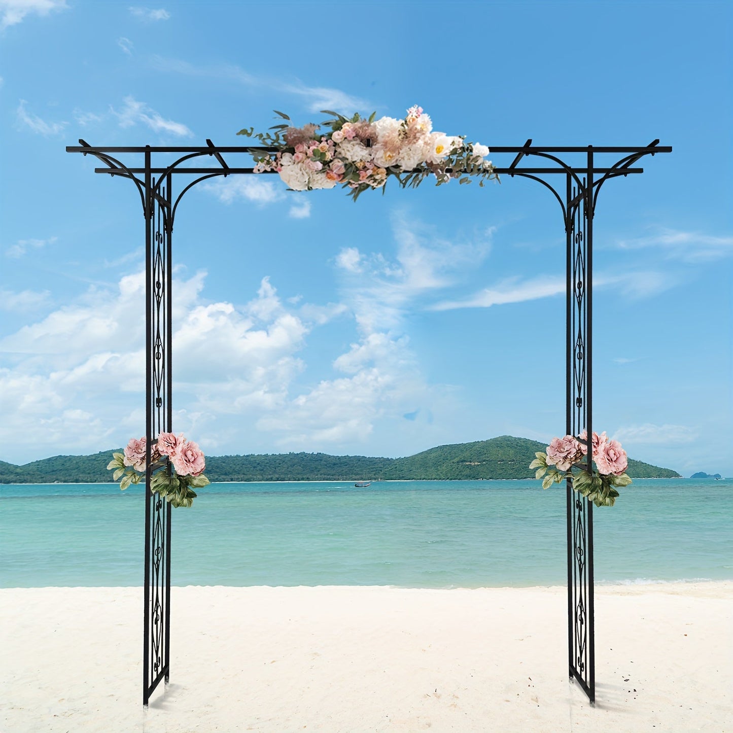 Flat Top Iron Garden Arch 16mm Tube Rustproof Climbing Rose Trellis