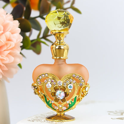 Refillable 10 ml Decorative Glass Perfume Bottles with Floral Inlay and Eight Color or Shape Options