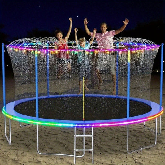 Solar LED Trampoline Lights 50 100 LEDs Colorful Rope Lights 8 Modes IP65 Waterproof Fits 8-16 Ft Trampolines Outdoor Safety Glow Night Light Kids Adults Multicolor White Blue
