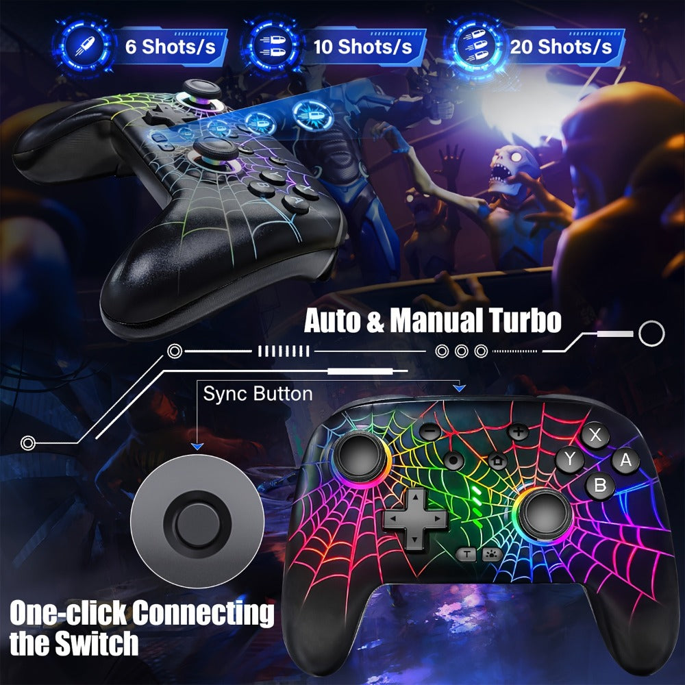 RGB Wireless Controller for Nintendo Switch Switch Lite Switch OLED PC iOS Android - Programmable Buttons LED Light Wired Wireless Dual Mode Gamepad, Best Gaming Gift