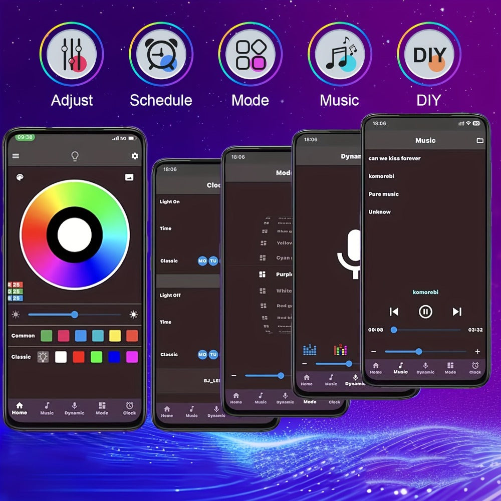 LED Strip Light SETONR RGB 100ft/30m with USB Power, App and 44-Key Remote, Music Sync and Timer Controls