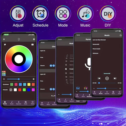 LED Strip Light SETONR RGB 100ft/30m with USB Power, App and 44-Key Remote, Music Sync and Timer Controls