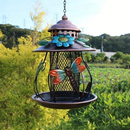 Wild Bird Feeder | Iron Mesh Hanging Dragonfly Butterfly Garden Patio