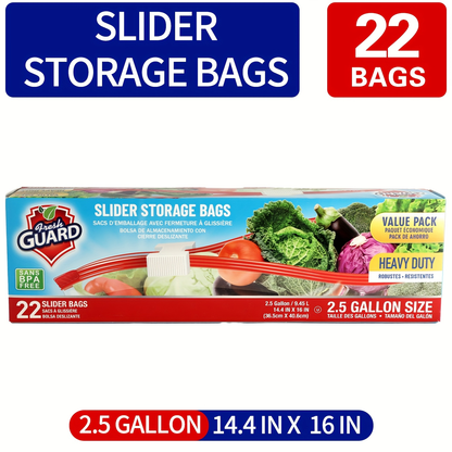 Storage Bags Fresh Guard Slider Freezer Bags in Quart, Gallon and 2.5-Gallon Sizes with 22- to 150-Count Options