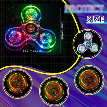 LED Spinning Top Fidget Toy 12 Pack Glow in the Dark Crystal Gyroscope with Vibrant Lights 4-Gear Colorful Spin Top for Kids Boys Girls Party Favors Birthday Christmas Gift