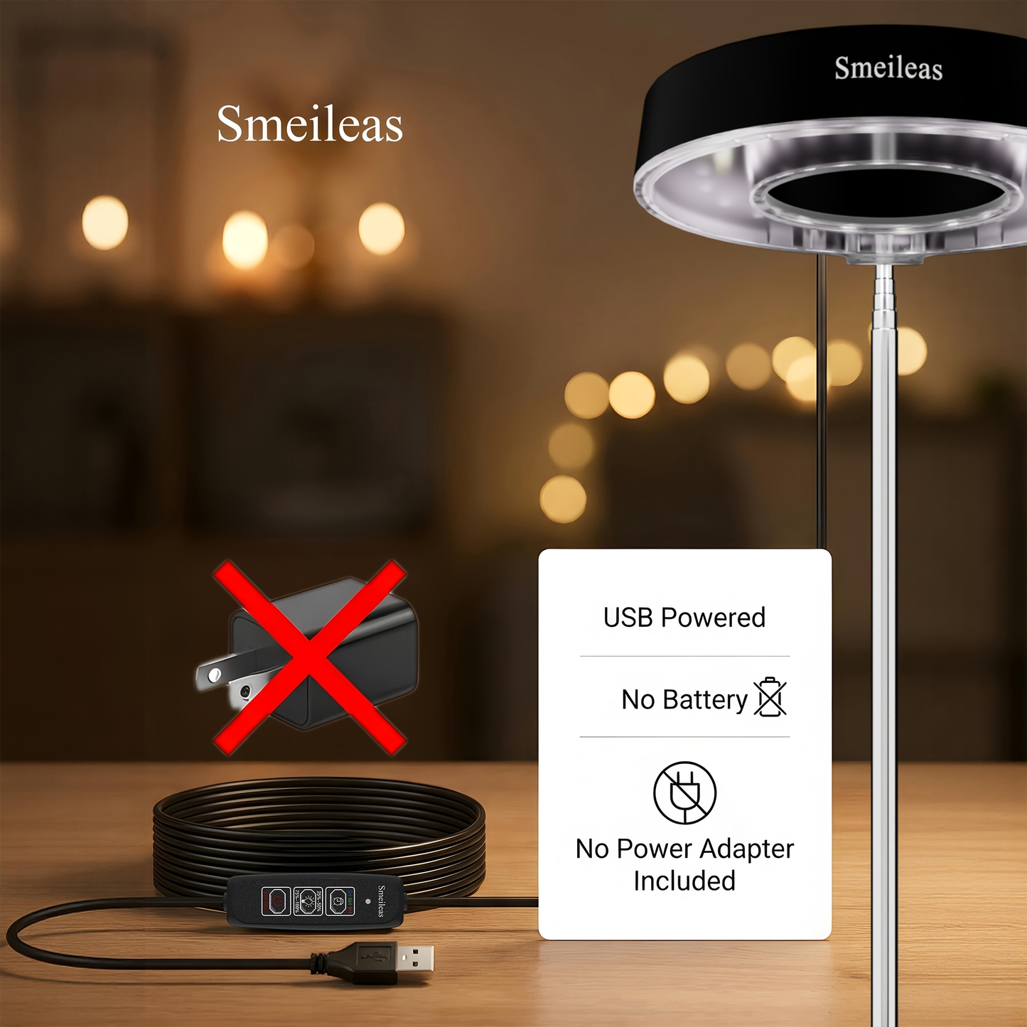 Grow Light for Indoor Plants 4-Head Full Spectrum | 720° Rotatable Retractable Pole 4 Dimming Modes Auto Timer 3/6/9H USB | Desktop Potted Plants