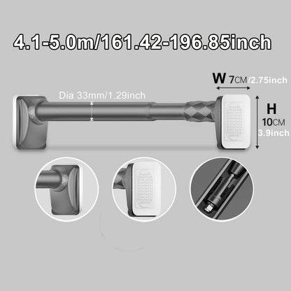 No-Drill Tension Curtain Rod with 33 mm Tube, Black, White or Grey Finish and 15.75–196.85 Inch Ranges