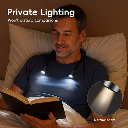 Rechargeable Book Light for Reading in Bed – 80-Hour Battery, Bendable Neck, 3 Color Modes & 6 Brightness Levels, Bedside Night Reading Lamp for Knitting, Camping & Book Lovers Gift, Black
