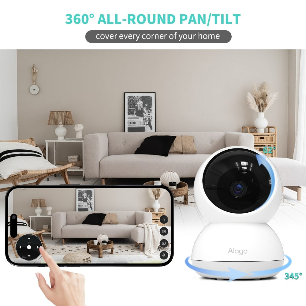 Indoor Security Camera 4MP Dual-Band WiFi Model with 360° Rotation, Night Vision and Two-Way Audio