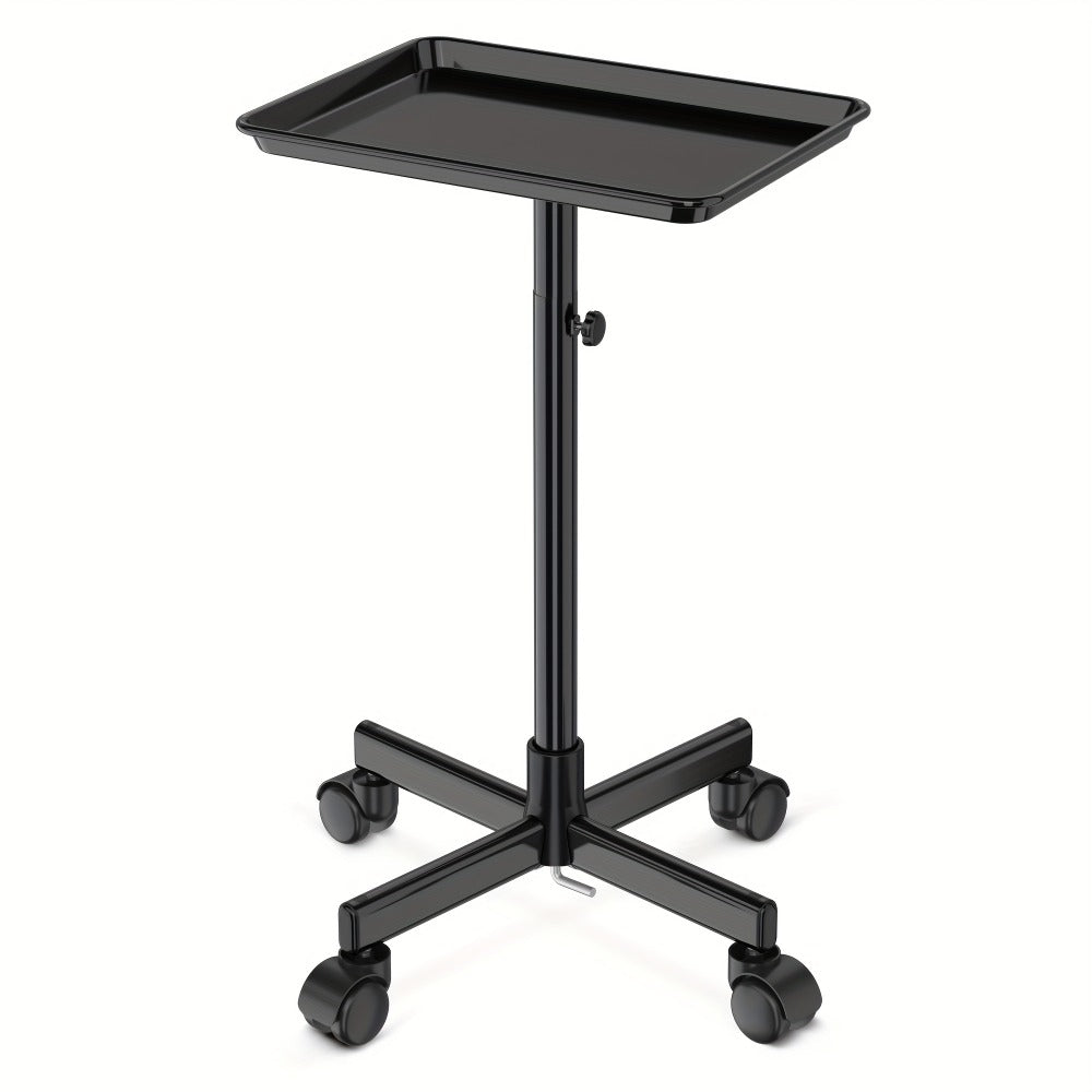 6-Color Premium Aluminum Salon Rolling Tray on Wheels — Adjustable Height Hairdresser Cart, Tattoo Tray, Spa Service Trolley for Nail Tech, Barber & Beauty Studio