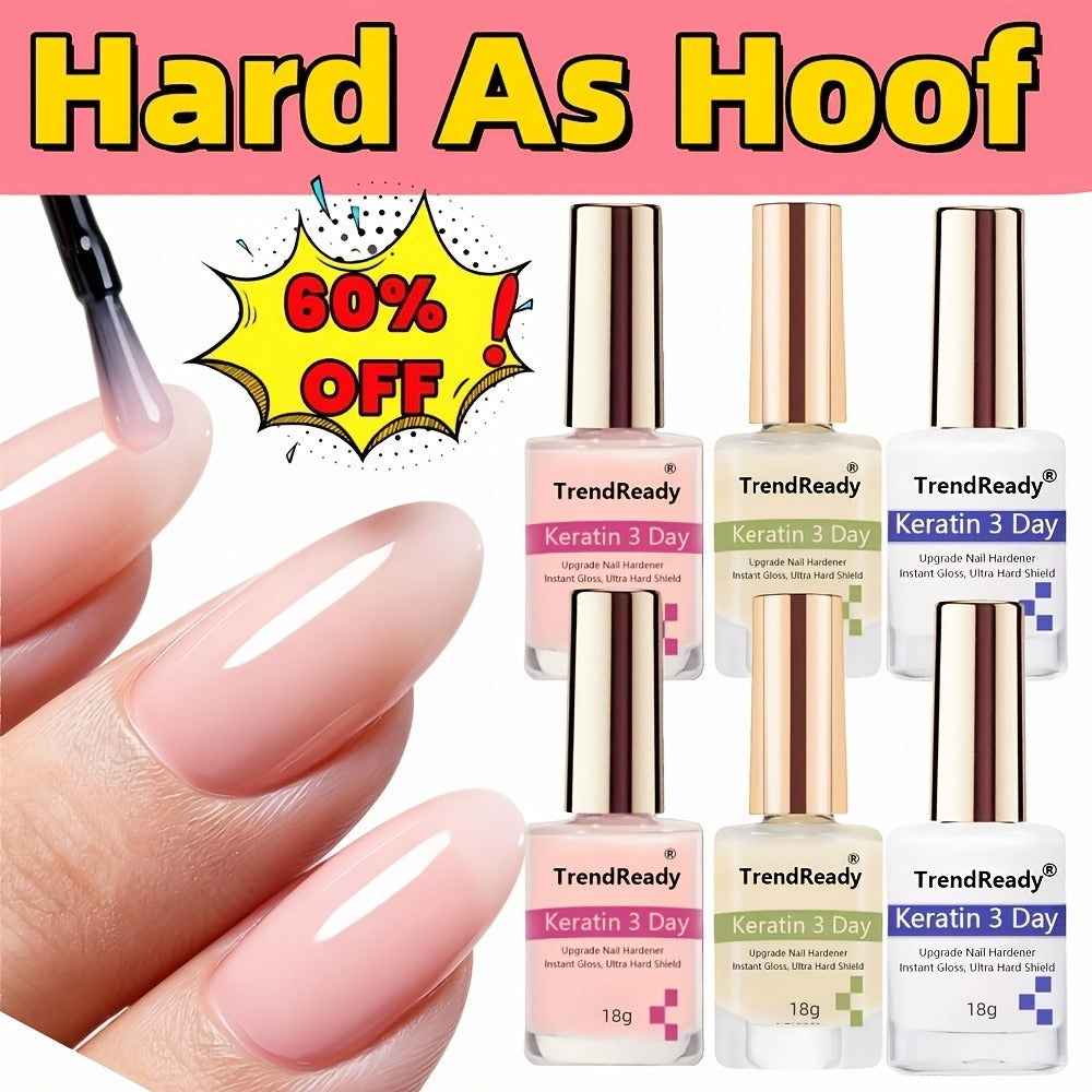 Colored Nail Hardener Set Pink White Yellow - Fast Drying 15ml Nail Strengthener for Weak Splitting Brittle
