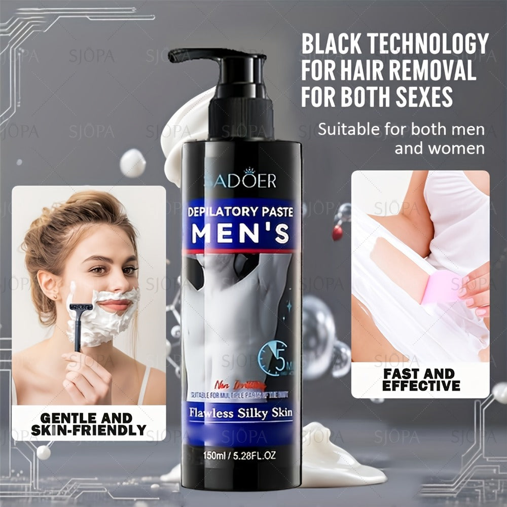 Hair Removal Cream ADOER 150ml Pump Bottle for Men’s External Chest Back Arm and Leg Grooming