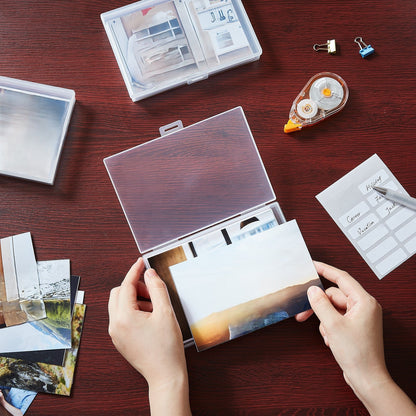Photo Storage Box with 14 or 18 Inner Keeper Cases in Clear, Black or Multicolor Configurations