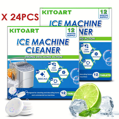 Ice Maker Cleaning Tablets Descaler 12/24/36 Pack, Food Grade Citric Acid Ice Machine Cleaner for Countertop Portable Commercial Ice Makers, Deep Clean Deodorize Remove Limescale