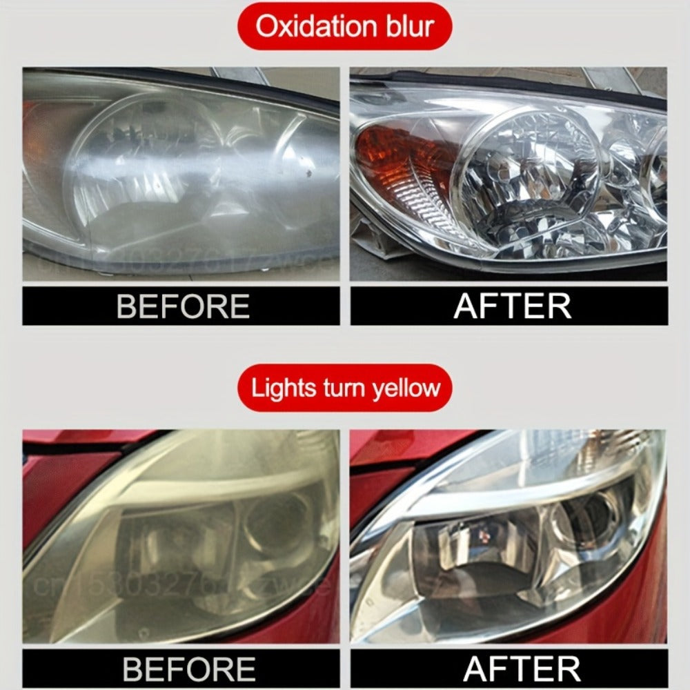 Car Headlight Restoration Kit 300ml – Polishing Paste for Yellowed Oxidized Foggy Headlamps | Scratch Repair & Clarity Refurbish Agent | Easy DIY Application