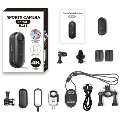 Mini Action Camera Thumb Size Wide Angle Lens 800mAh Battery with Memory Card Wearable Pocket Camera for Sports FPV Pet Monitoring Video Recording Portable Ultra-Clear