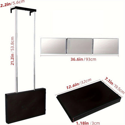 3 Way Mirror for Self Hair Cutting, 360° View Hair Cut Mirror to See Back of Head Height-Adjustable Hook Door Wall Table Mount Anti-Fog HD Glass Optional LED Light for Men Women DIY Home Barber