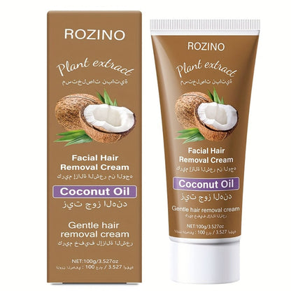 Hair Removal Cream ROZINO 100g Coconut Tube with Carton for Women’s External Body Grooming Routine