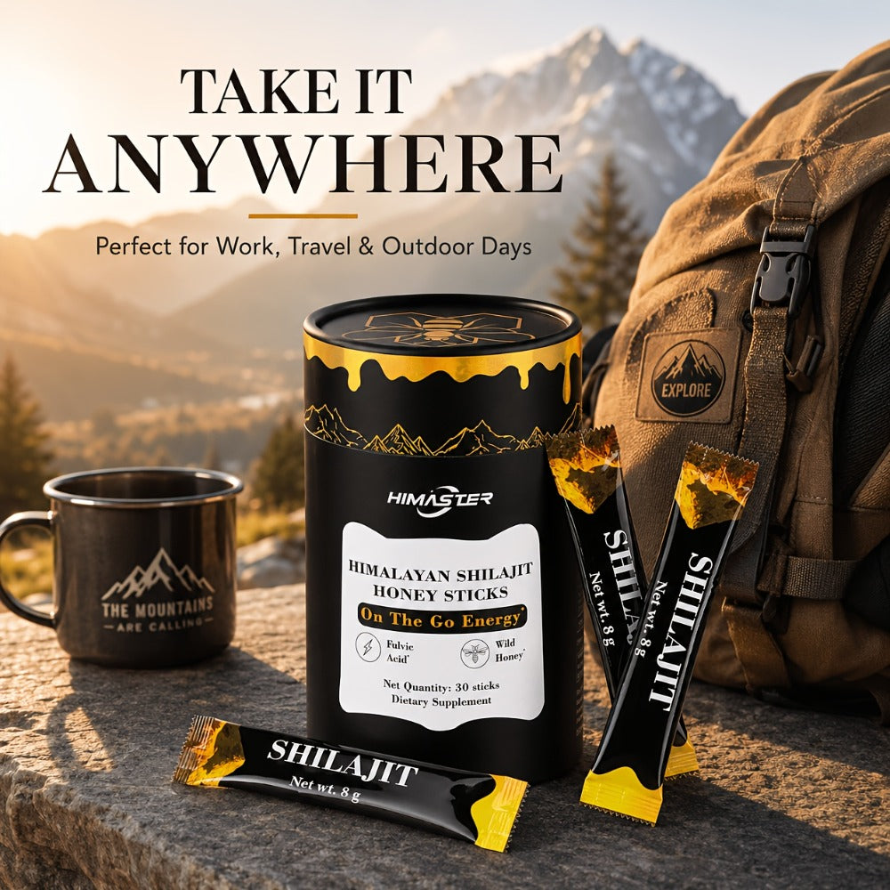 Herbal Supplement with HIMASTER Label, Himalayan Shilajit Honey Sticks, 30 Individually Wrapped 8g Sticks
