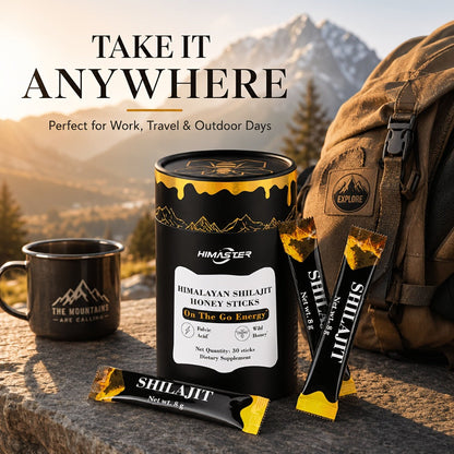 Herbal Supplement with HIMASTER Label, Himalayan Shilajit Honey Sticks, 30 Individually Wrapped 8g Sticks