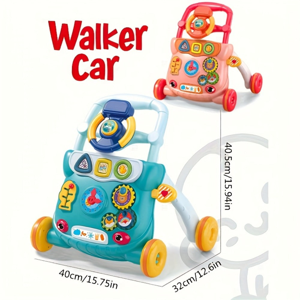 Musical Baby Walker Toy with Anti-Rollover Safety – Multi-Function Sit-to-Stand Activity Center for Early Walking Development, Interactive Learning Push Walker for Infants & Toddlers, Baby Gift