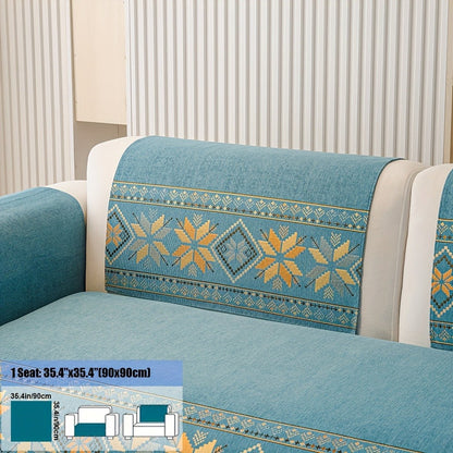 Sofa Cover, Chenille Bohemian-Style Couch Pad in Three Colors with Armrest and One-to-Four-Seat Sizes