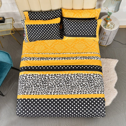 Microfiber Bed Sheet Set 4/6 Pcs – Soft Breathable Patchwork Printed Bedding with Deep Pocket Fitted Sheet, Wrinkle-Resistant Easy Care – Twin, Full, Queen, King Sizes Available